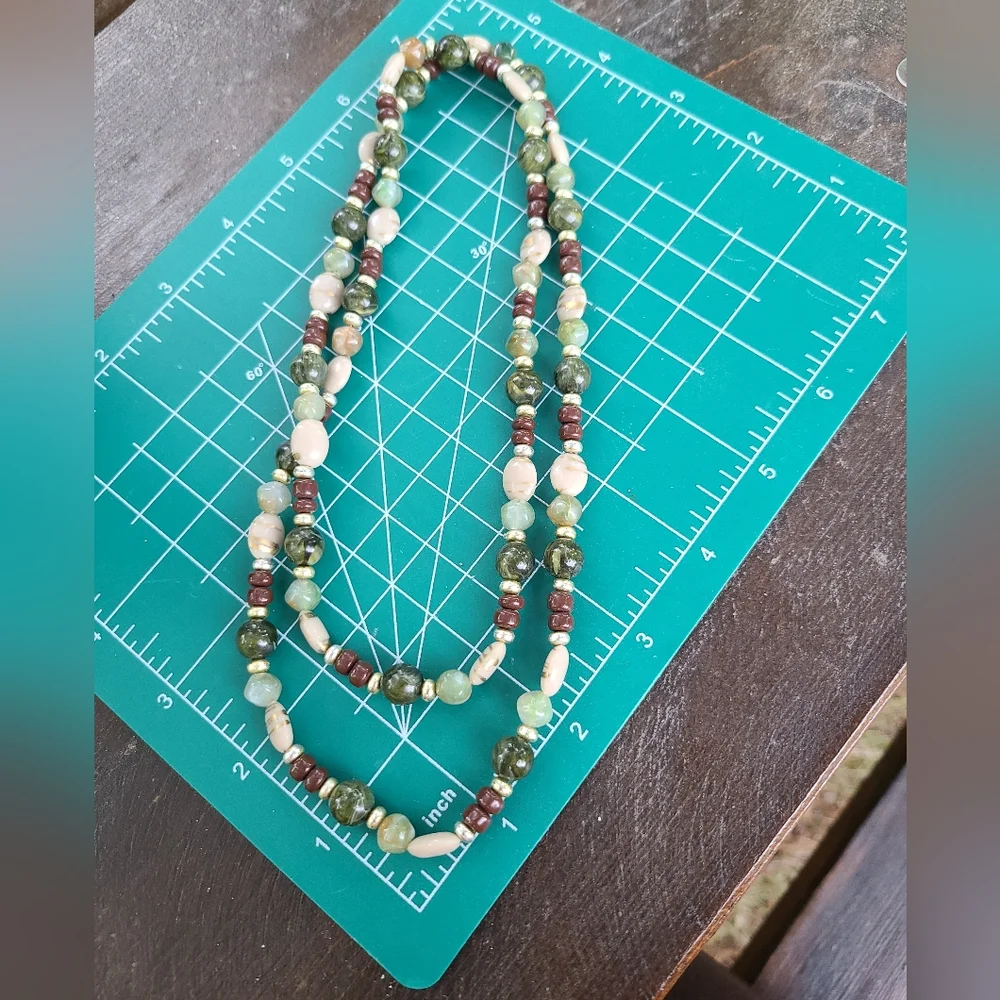 Antique Mixed Stone Necklace with Gold Accents - Picture 5 of 5